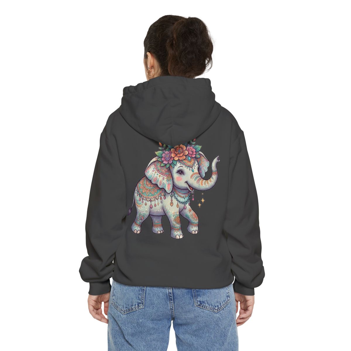 Color: Pepper | Hippy Elephant Garment-Dyed Hoodie