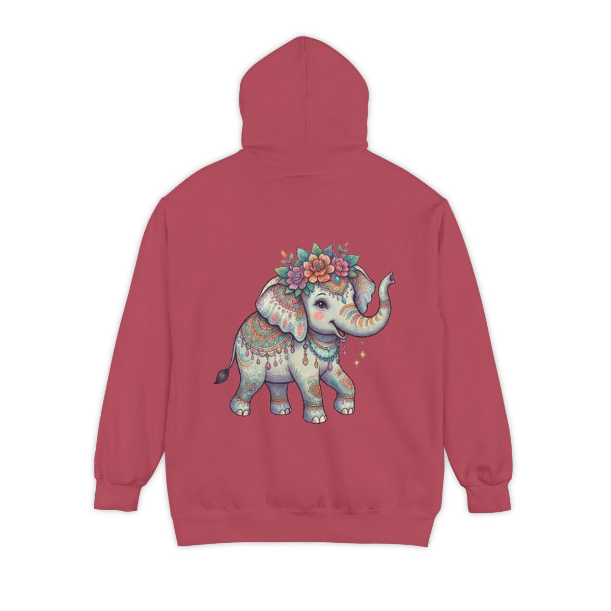 Color: Crimson | Hippy Elephant Garment-Dyed Hoodie