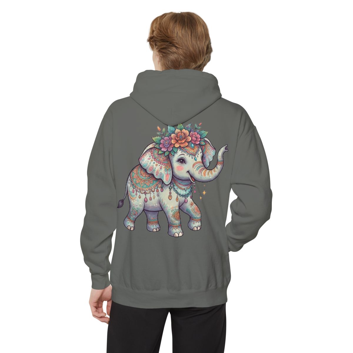 Color: Grey | Hippy Elephant Garment-Dyed Hoodie