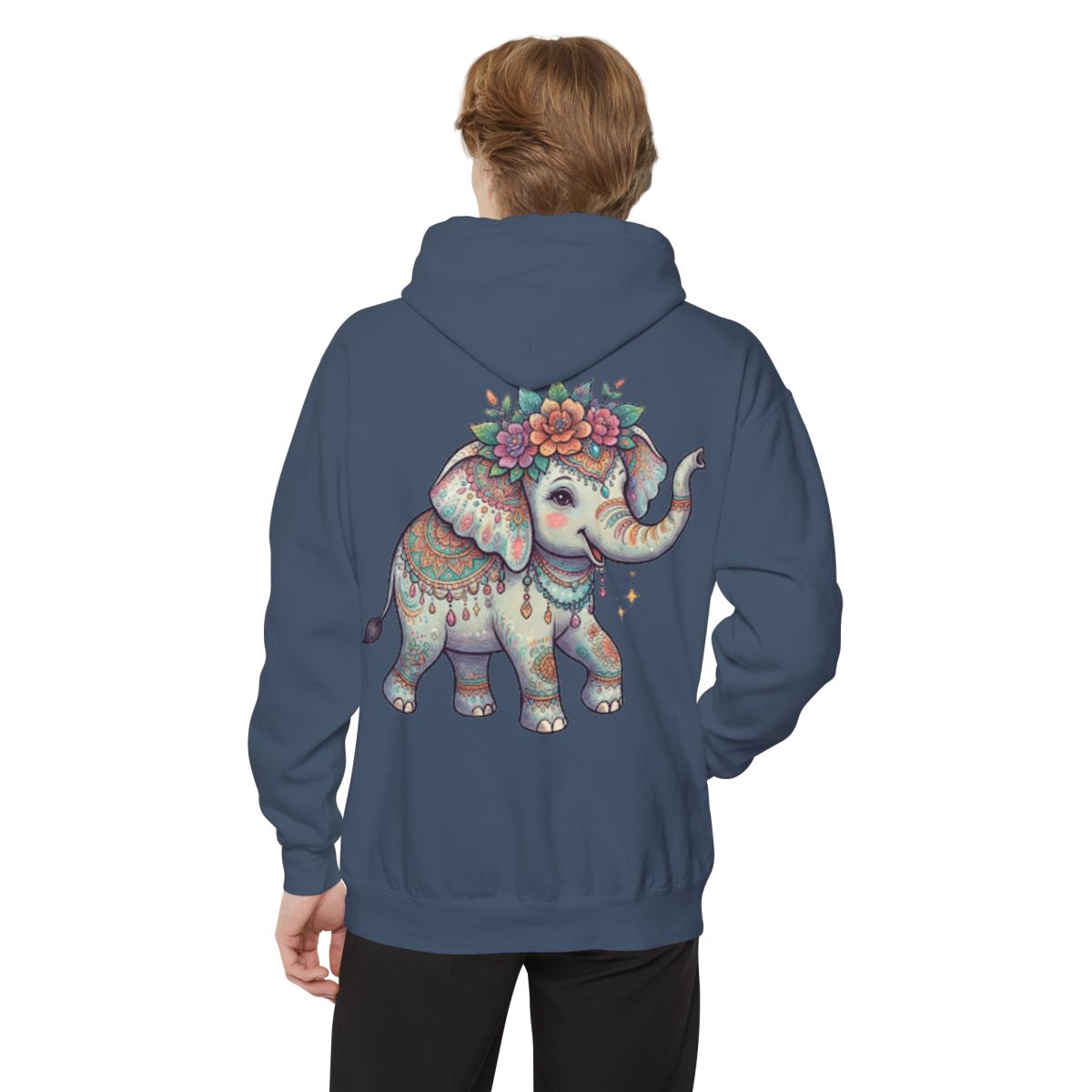 Color: Denim | Hippy Elephant Garment-Dyed Hoodie