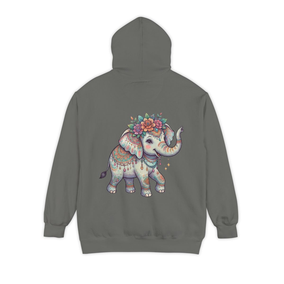 Color: Grey | Hippy Elephant Garment-Dyed Hoodie