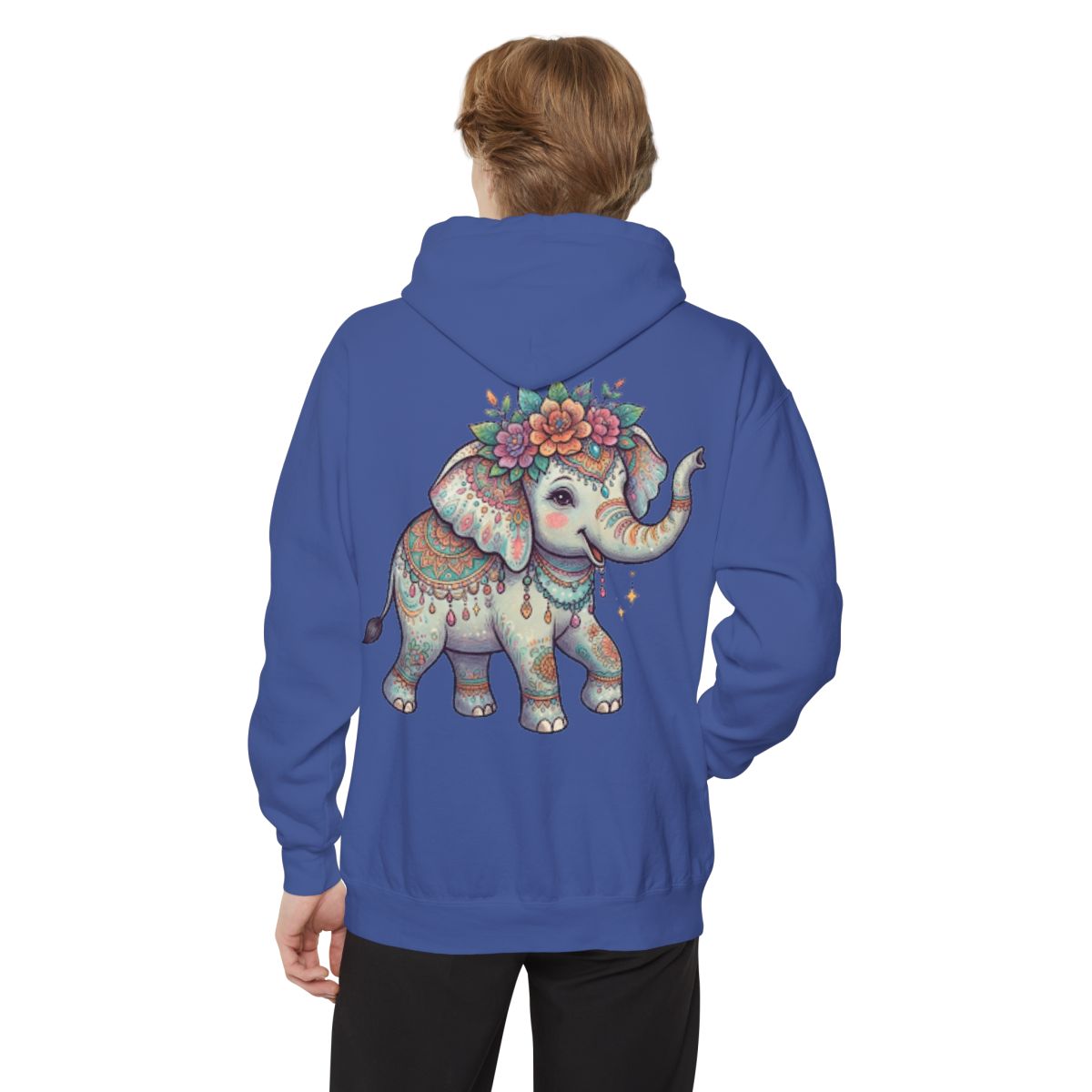 Color: Flo Blue | Hippy Elephant Garment-Dyed Hoodie