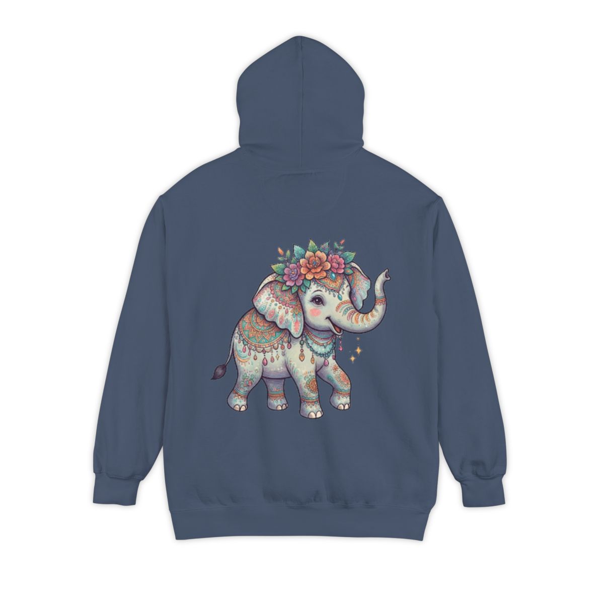 Color: Denim | Hippy Elephant Garment-Dyed Hoodie