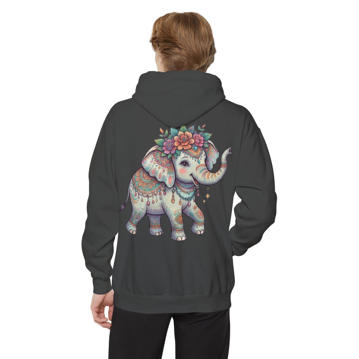 Color: Pepper | Hippy Elephant Garment-Dyed Hoodie