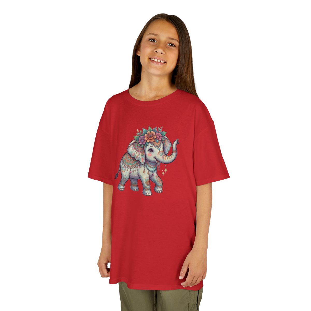 Color: Red | Hippy Elephant Kids Tee