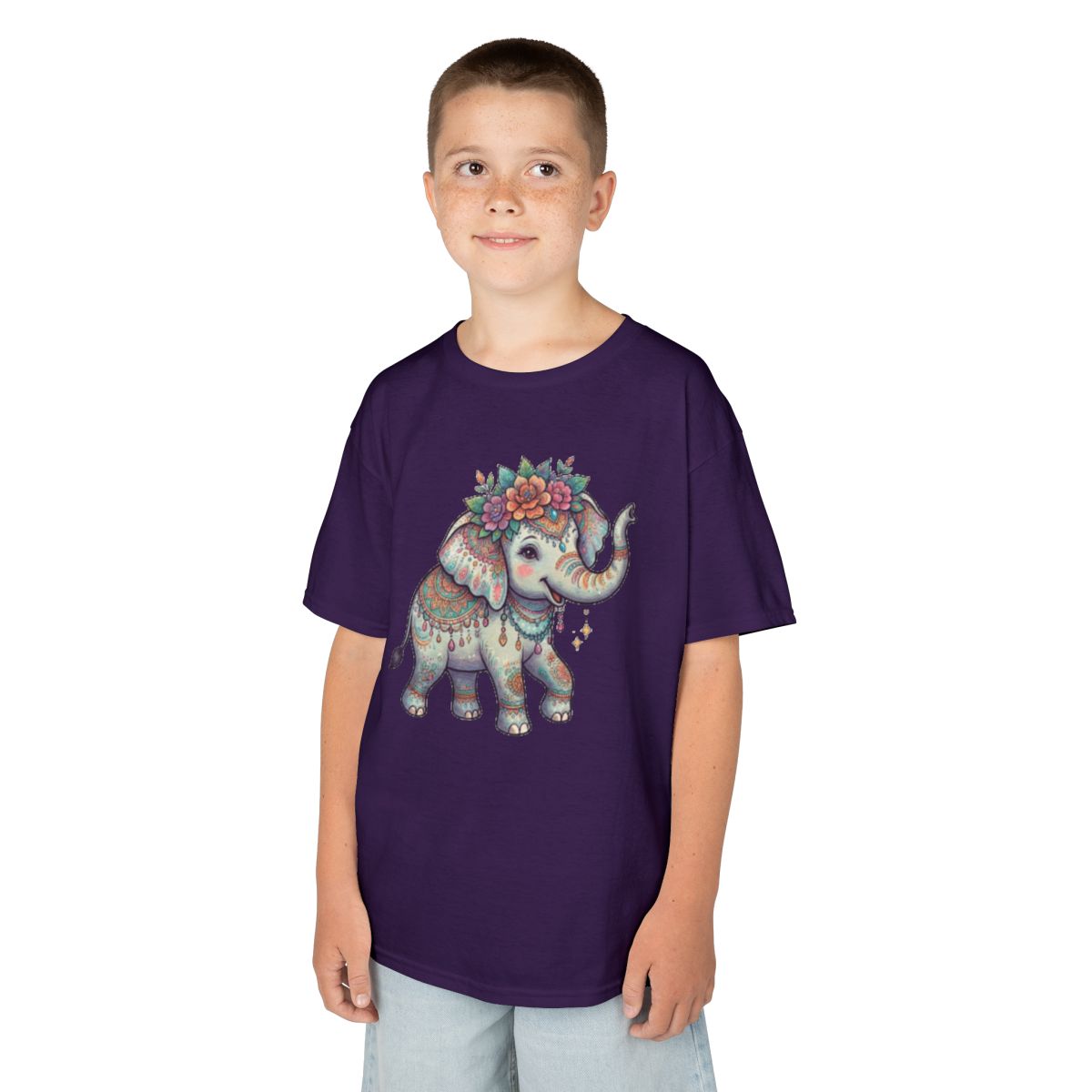 Color: Purple | Hippy Elephant Kids Tee