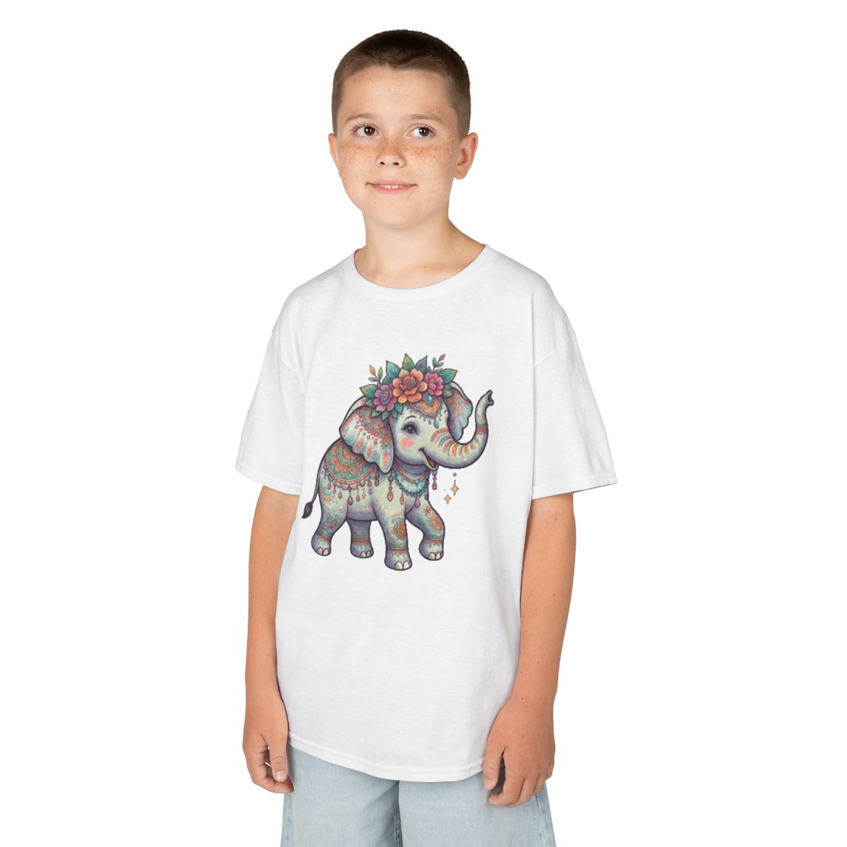 Color: White | Hippy Elephant Kids Tee