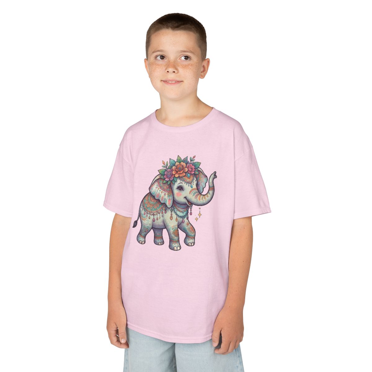 Color: Light Pink | Hippy Elephant Kids Tee