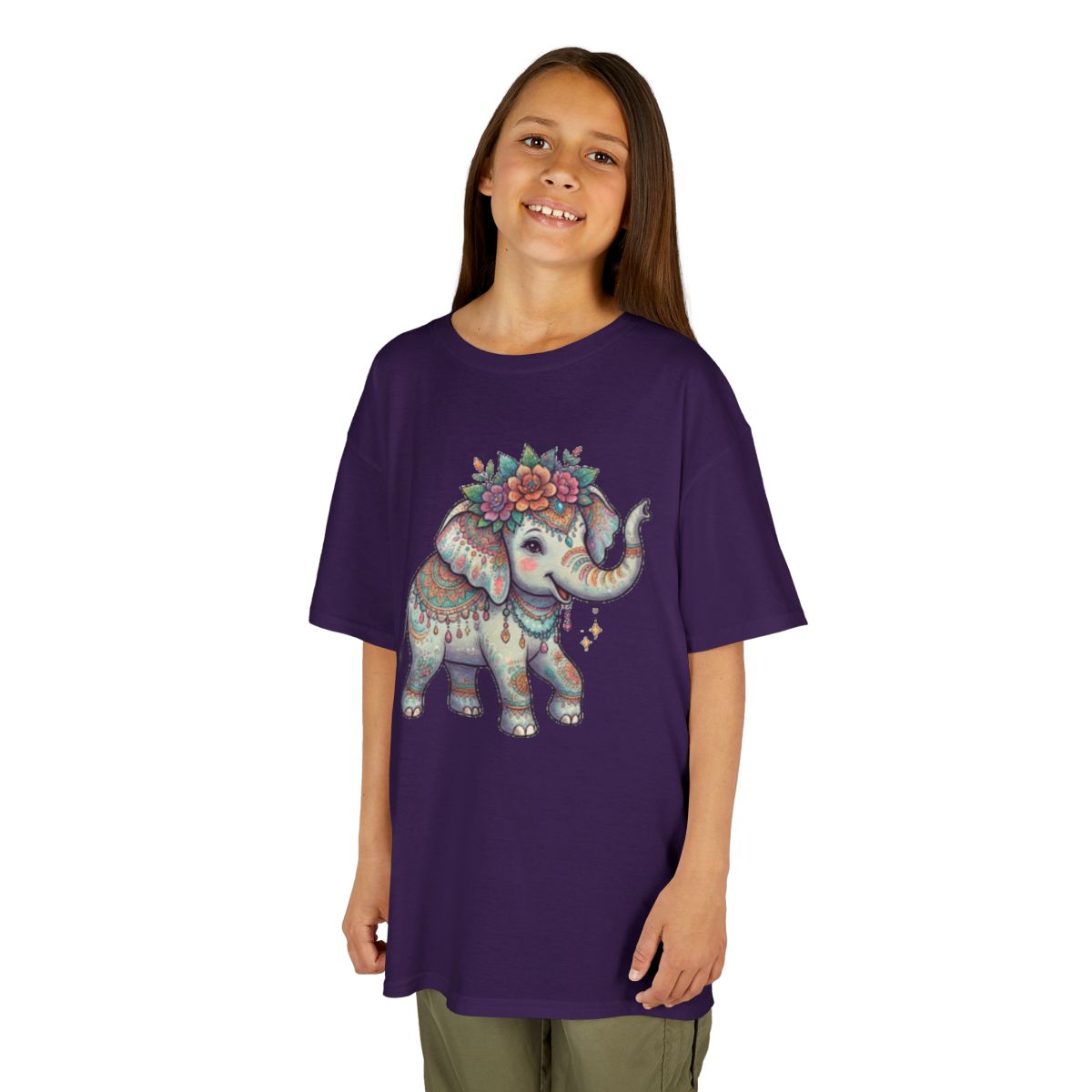 Color: Purple | Hippy Elephant Kids Tee