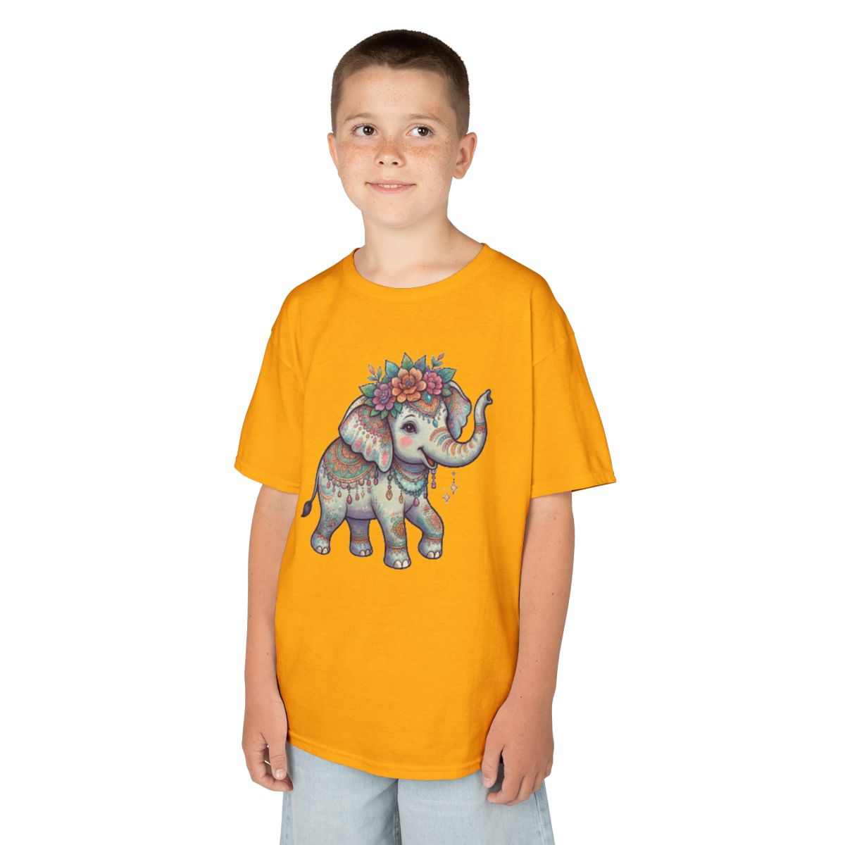 Color: Gold | Hippy Elephant Kids Tee