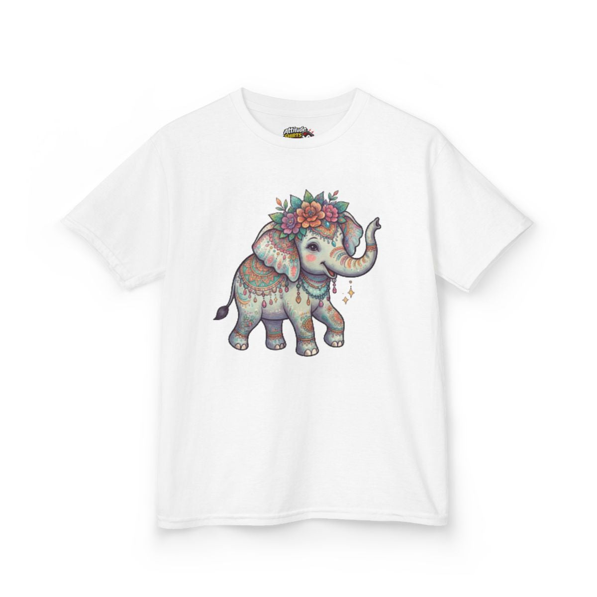 Color: White | Hippy Elephant Kids Tee