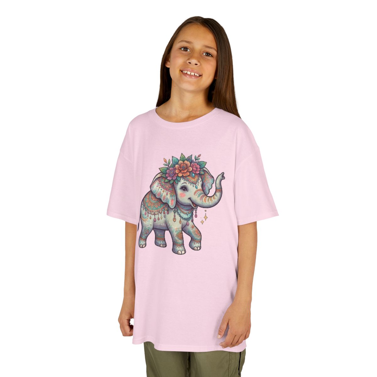 Color: Light Pink | Hippy Elephant Kids Tee