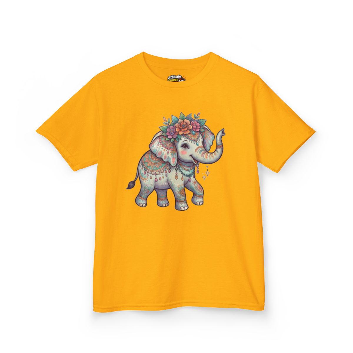 Color: Gold | Hippy Elephant Kids Tee