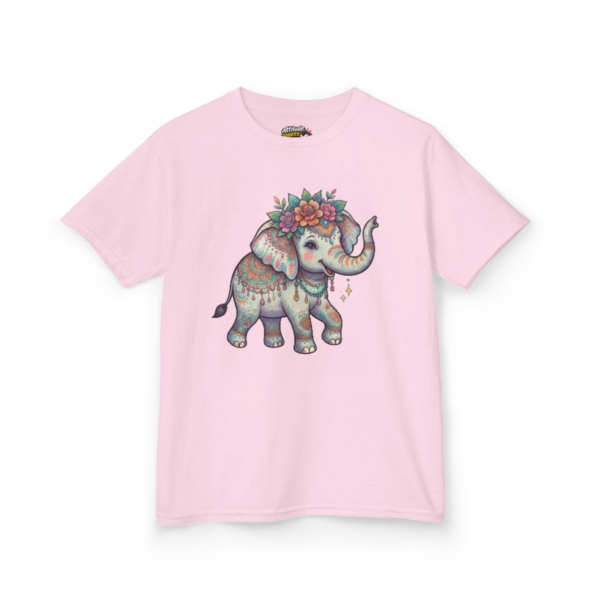 Color: Light Pink | Hippy Elephant Kids Tee