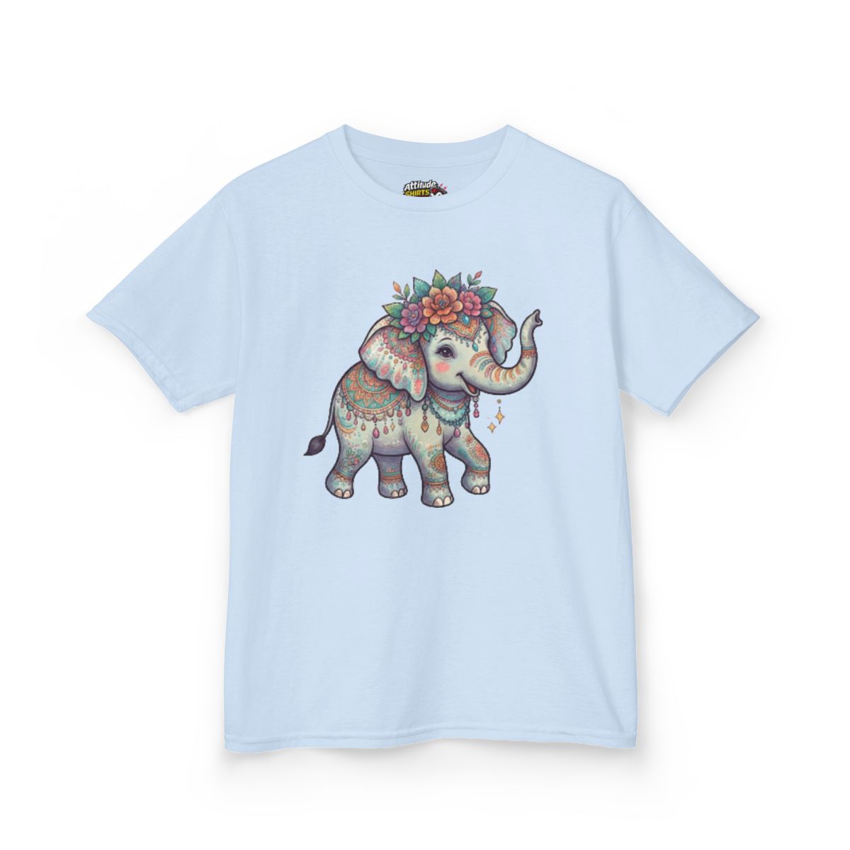 Color: Light Blue | Hippy Elephant Kids Tee