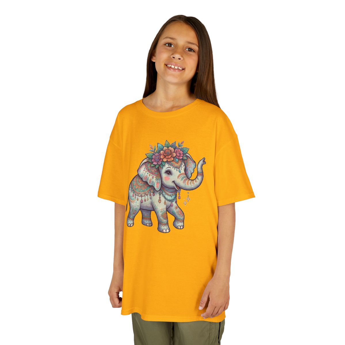 Color: Gold | Hippy Elephant Kids Tee