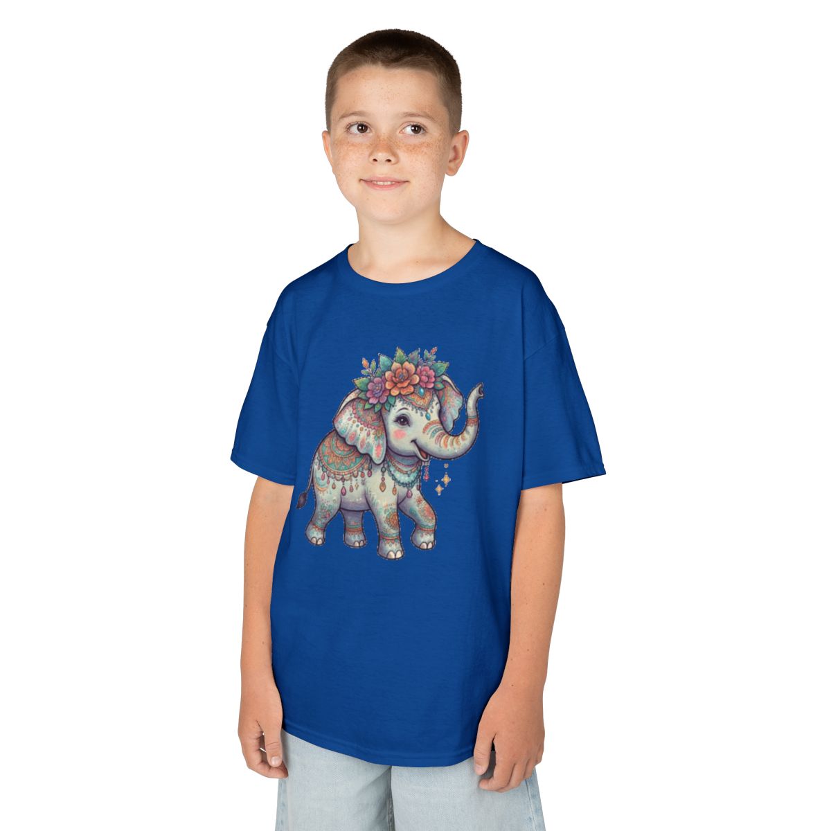 Color: Royal | Hippy Elephant Kids Tee