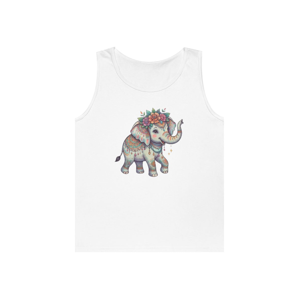 Color: White | Hippy Elephant Tank Top