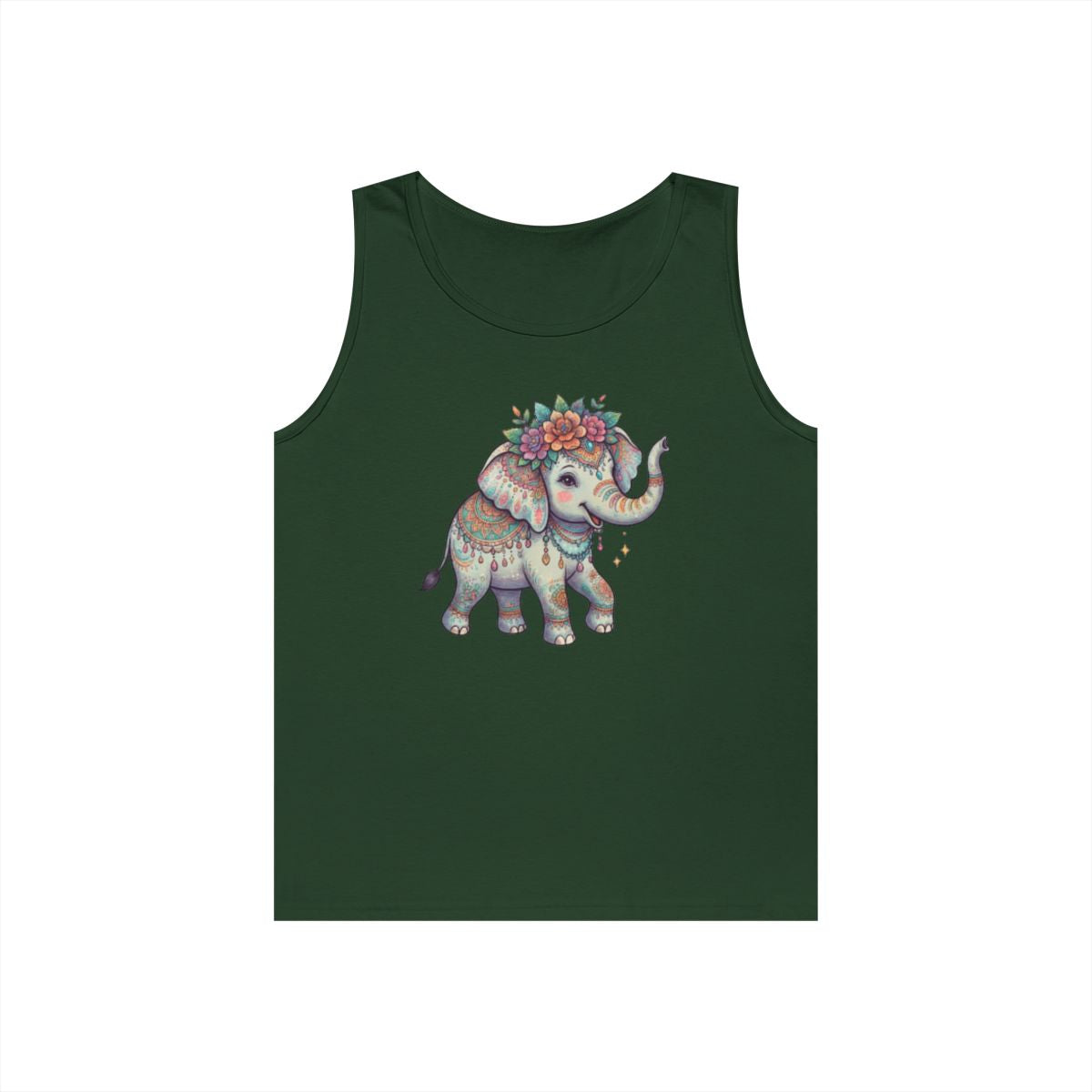 Color: Forest Green | Hippy Elephant Tank Top