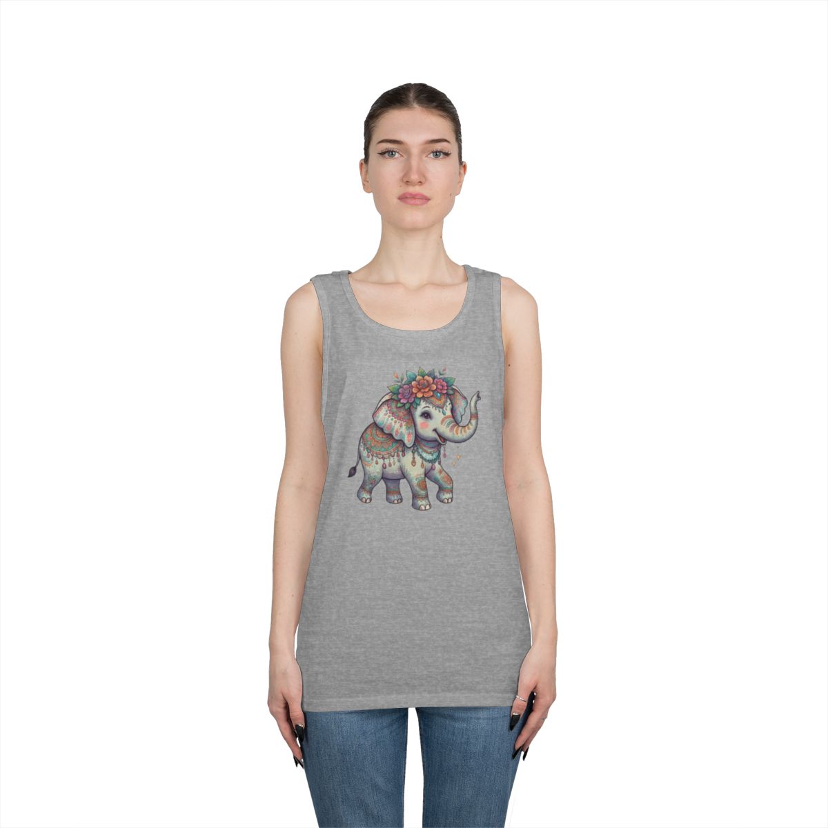 Color: Sport Grey | Hippy Elephant Tank Top