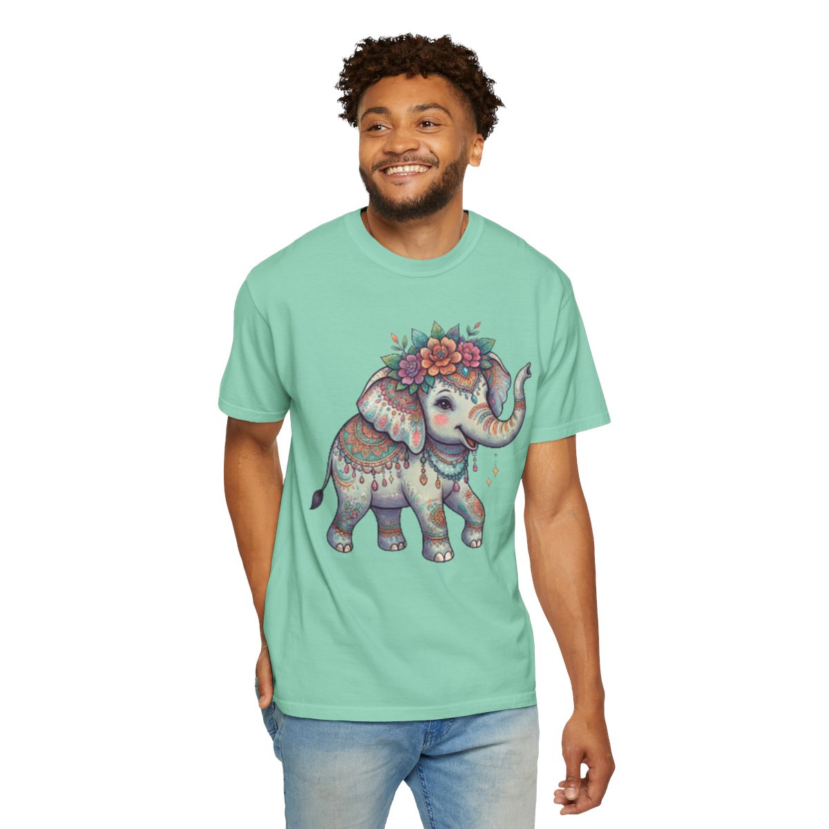 Color: Island Reef | Hippy Elephant Unisex Garment-Dyed Tee