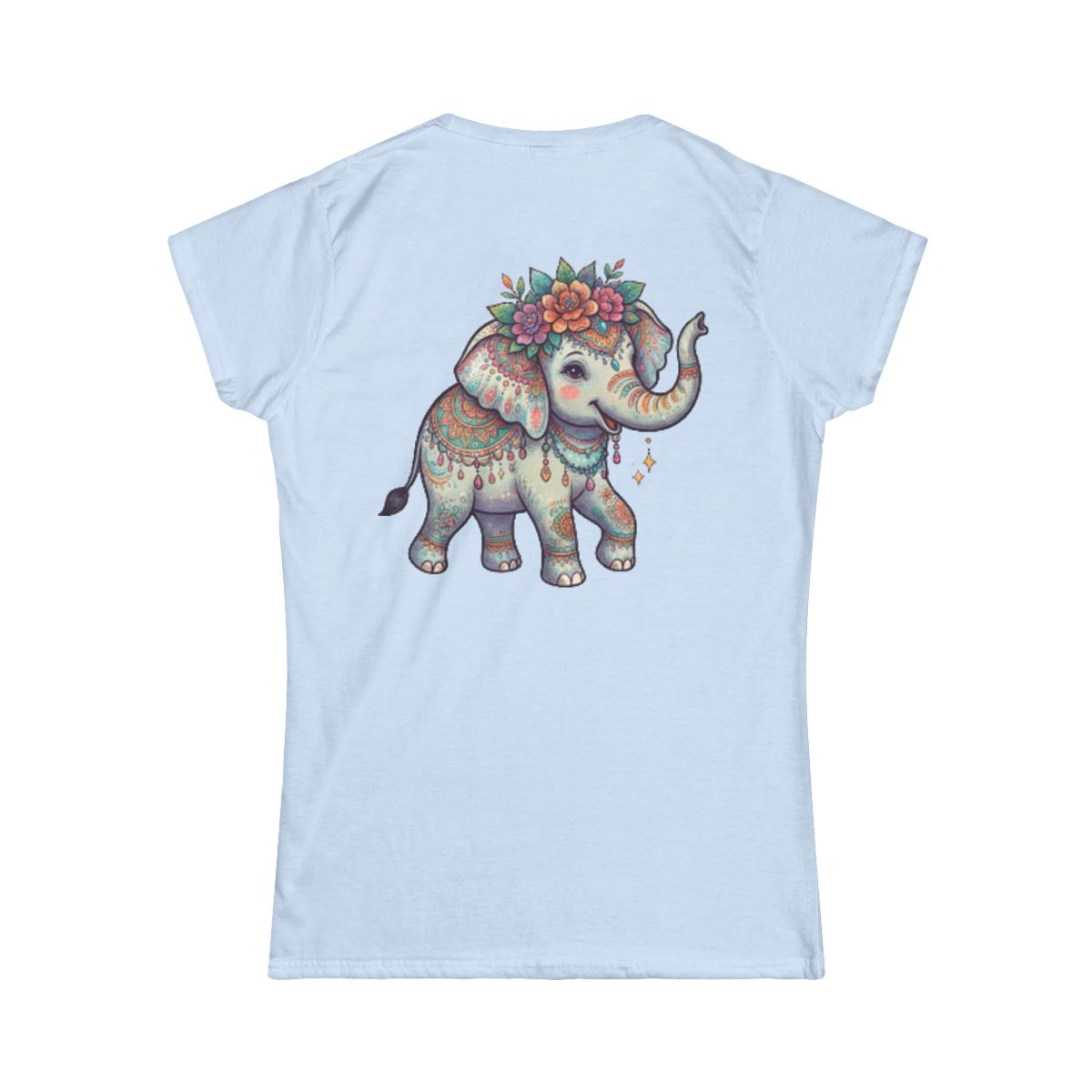 Color: Light Blue | Hippy Elephant Women's Tee