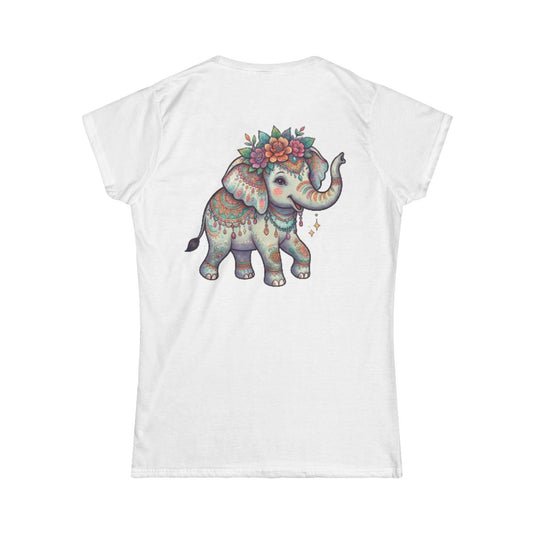 Color: White | Hippy Elephant Women's Tee