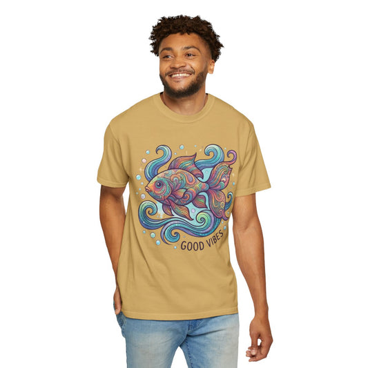 Color: Mustard | Hippy Fish Unisex Garment-Dyed Tee