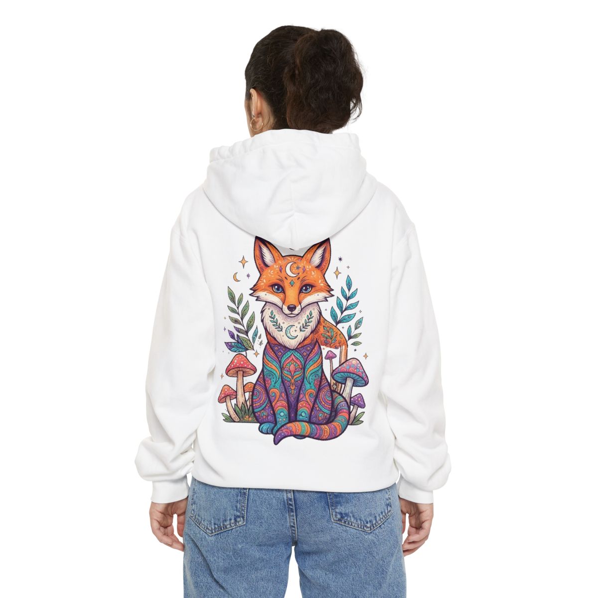 Color: White | Hippy Fox Garment-Dyed Hoodie