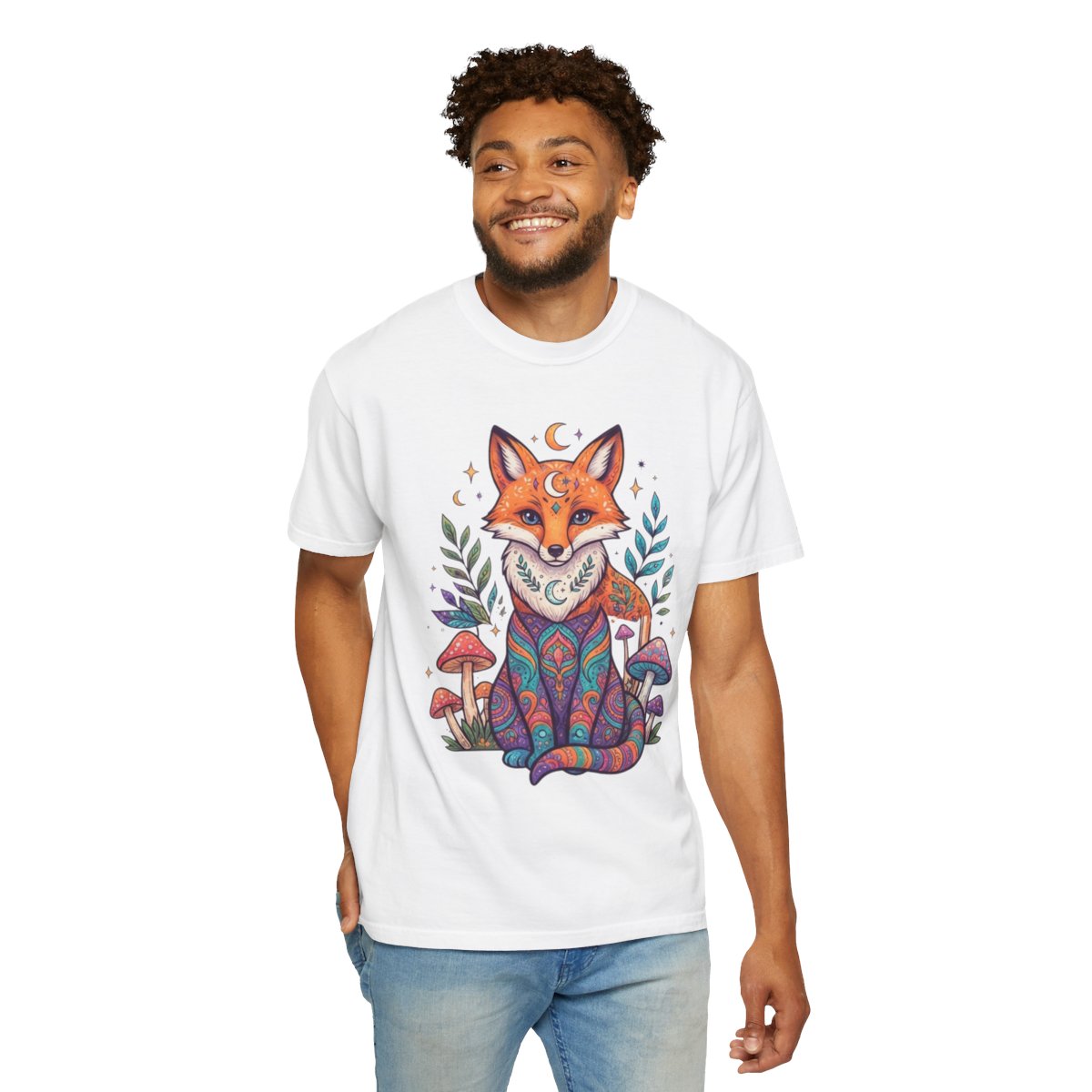 Color: White | Hippy Fox Unisex Garment-Dyed Tee