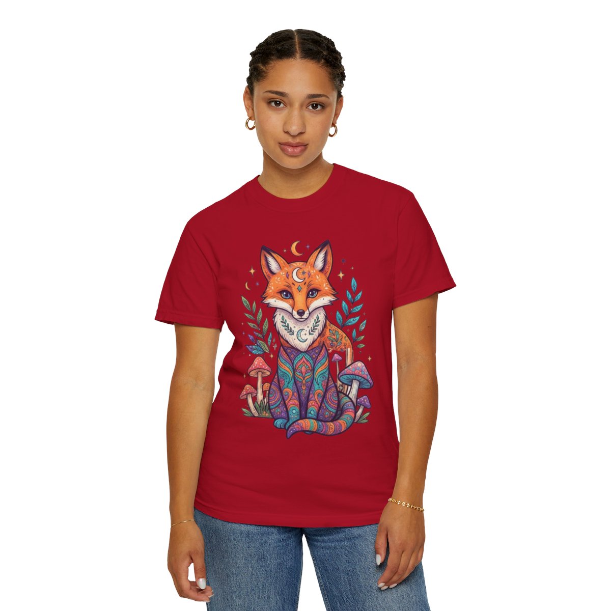 Color: Red | Hippy Fox Unisex Garment-Dyed Tee