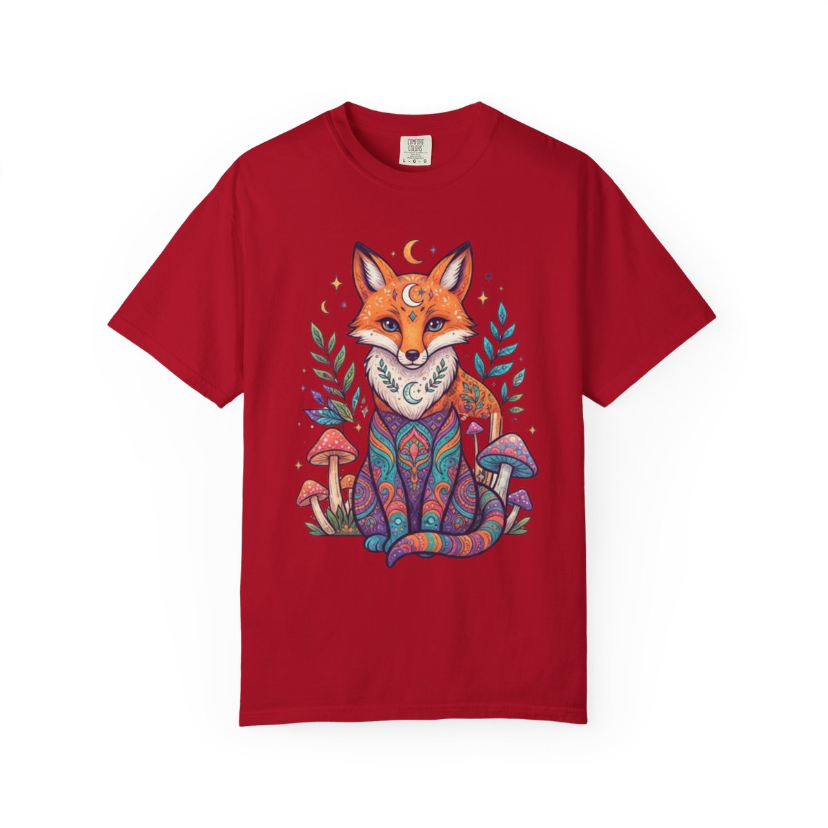 Color: Red | Hippy Fox Unisex Garment-Dyed Tee