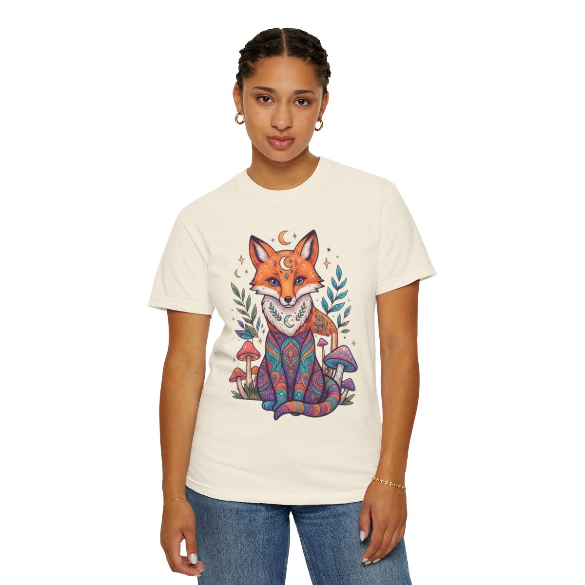 Color: Ivory | Hippy Fox Unisex Garment-Dyed Tee