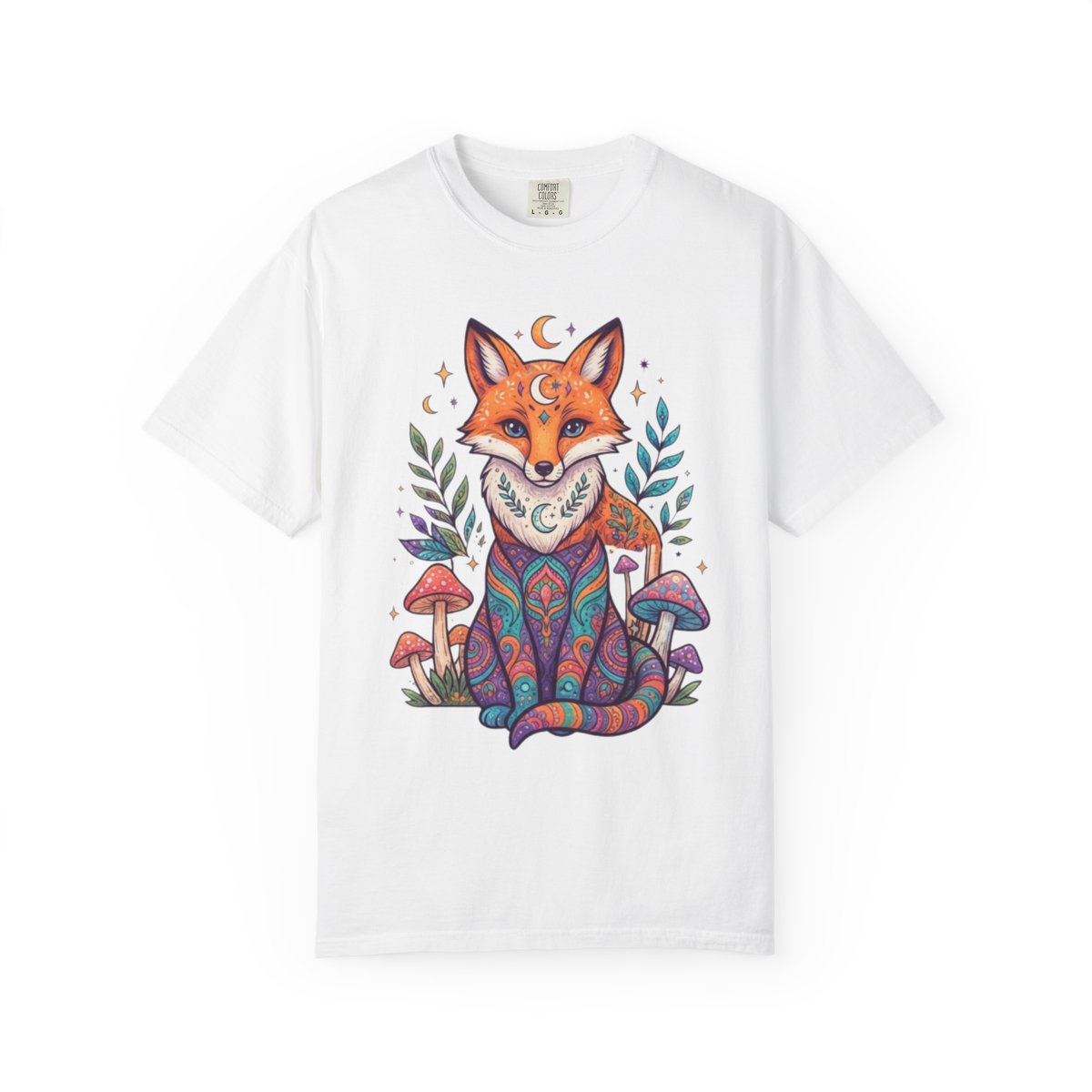 Color: White | Hippy Fox Unisex Garment-Dyed Tee