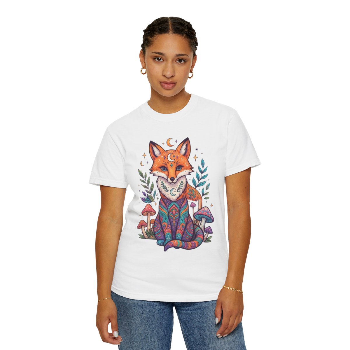 Color: White | Hippy Fox Unisex Garment-Dyed Tee