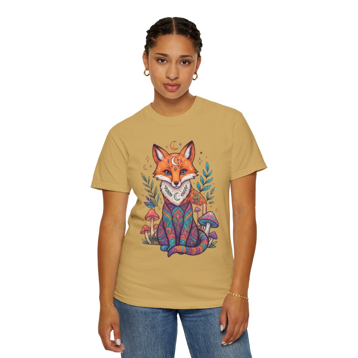 Color: Mustard | Hippy Fox Unisex Garment-Dyed Tee