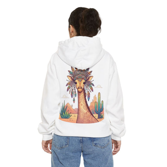 Color: White | Hippy Giraffe Garment-Dyed Hoodie
