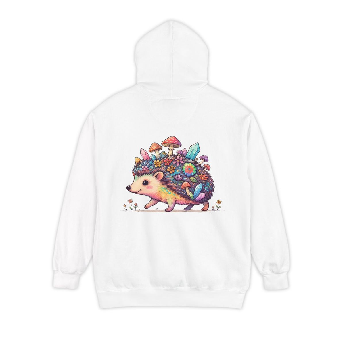 Color: White | Hippy Hedgehog Garment-Dyed Hoodie
