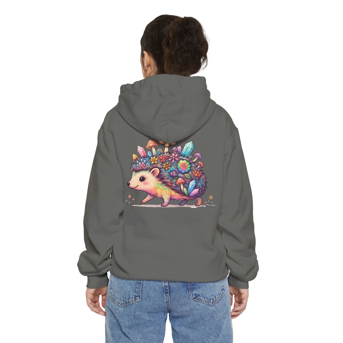 Color: Grey | Hippy Hedgehog Garment-Dyed Hoodie