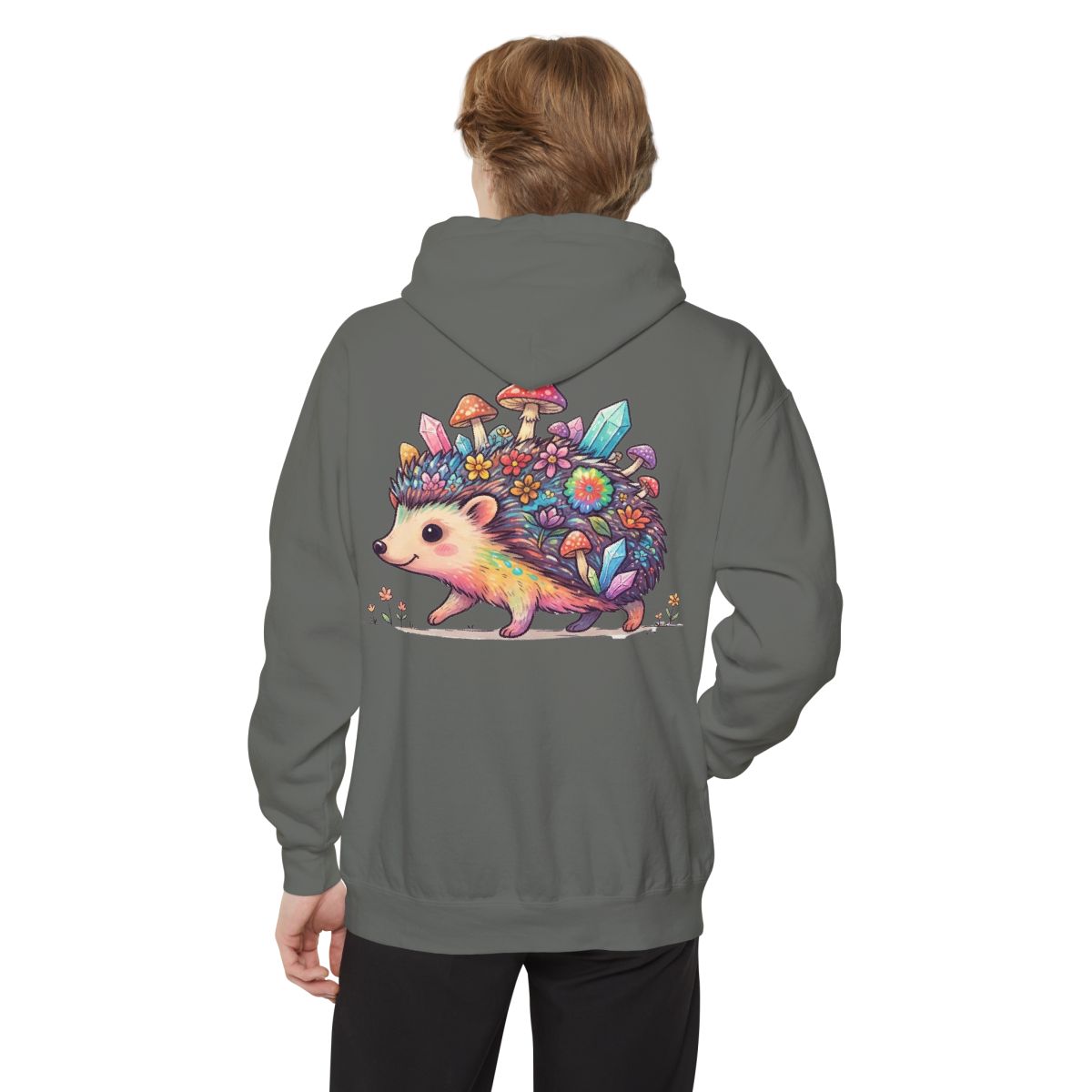 Color: Grey | Hippy Hedgehog Garment-Dyed Hoodie