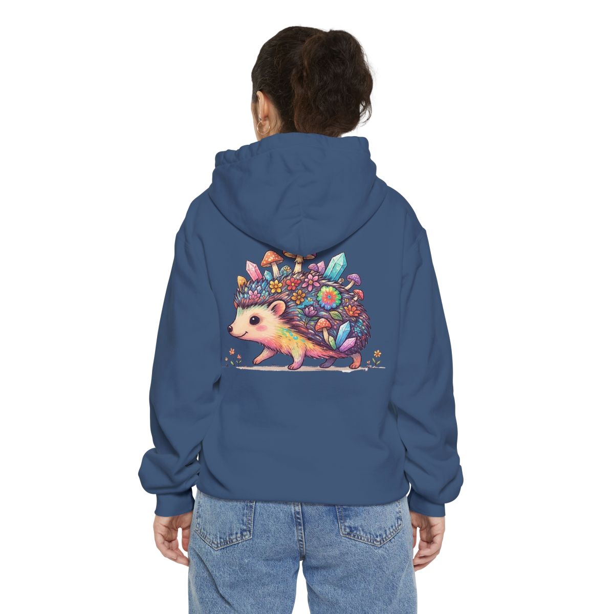 Color: True Navy | Hippy Hedgehog Garment-Dyed Hoodie