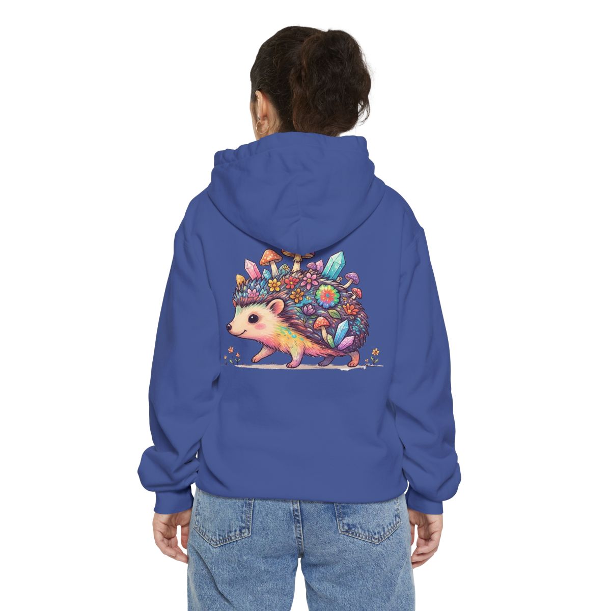 Color: Flo Blue | Hippy Hedgehog Garment-Dyed Hoodie