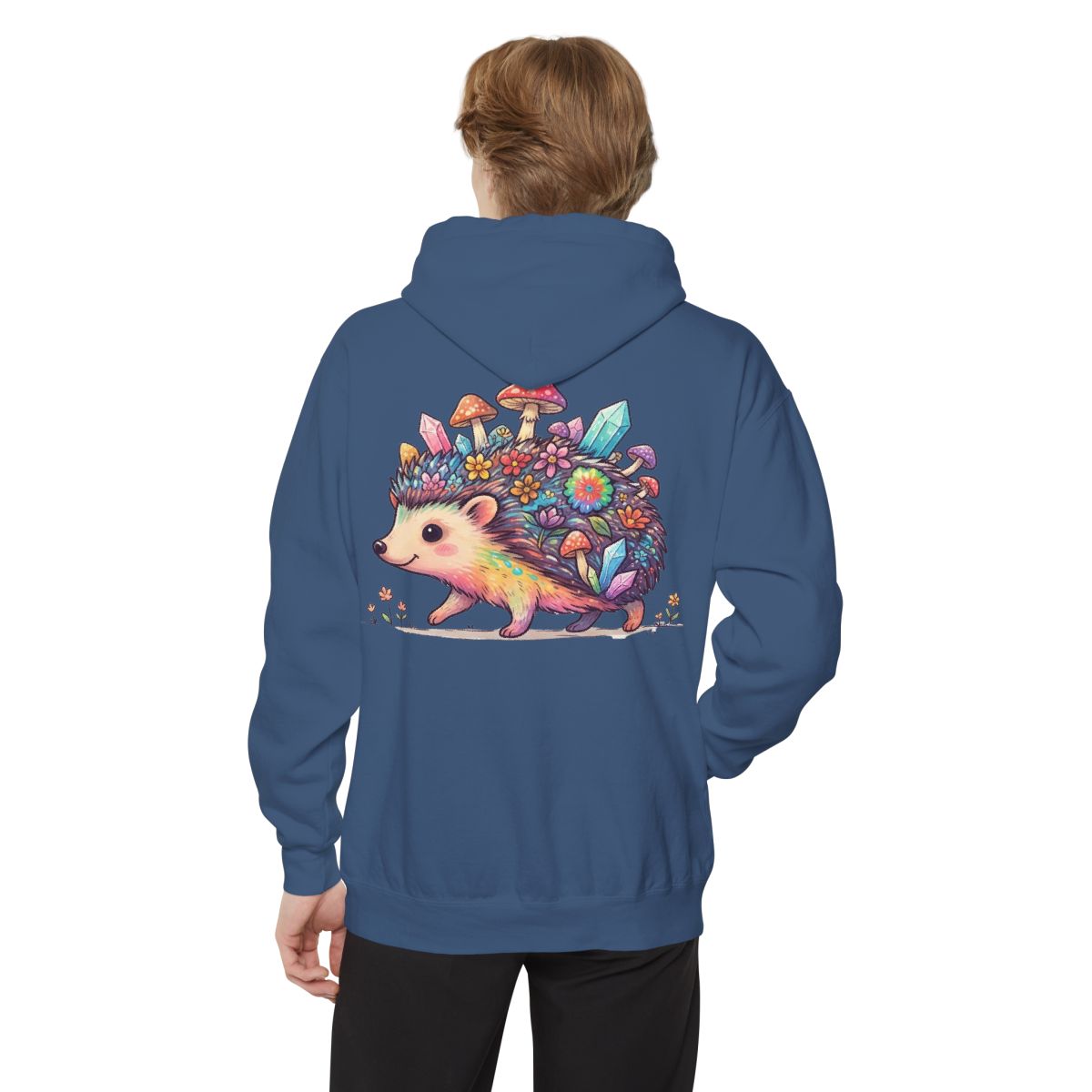 Color: True Navy | Hippy Hedgehog Garment-Dyed Hoodie