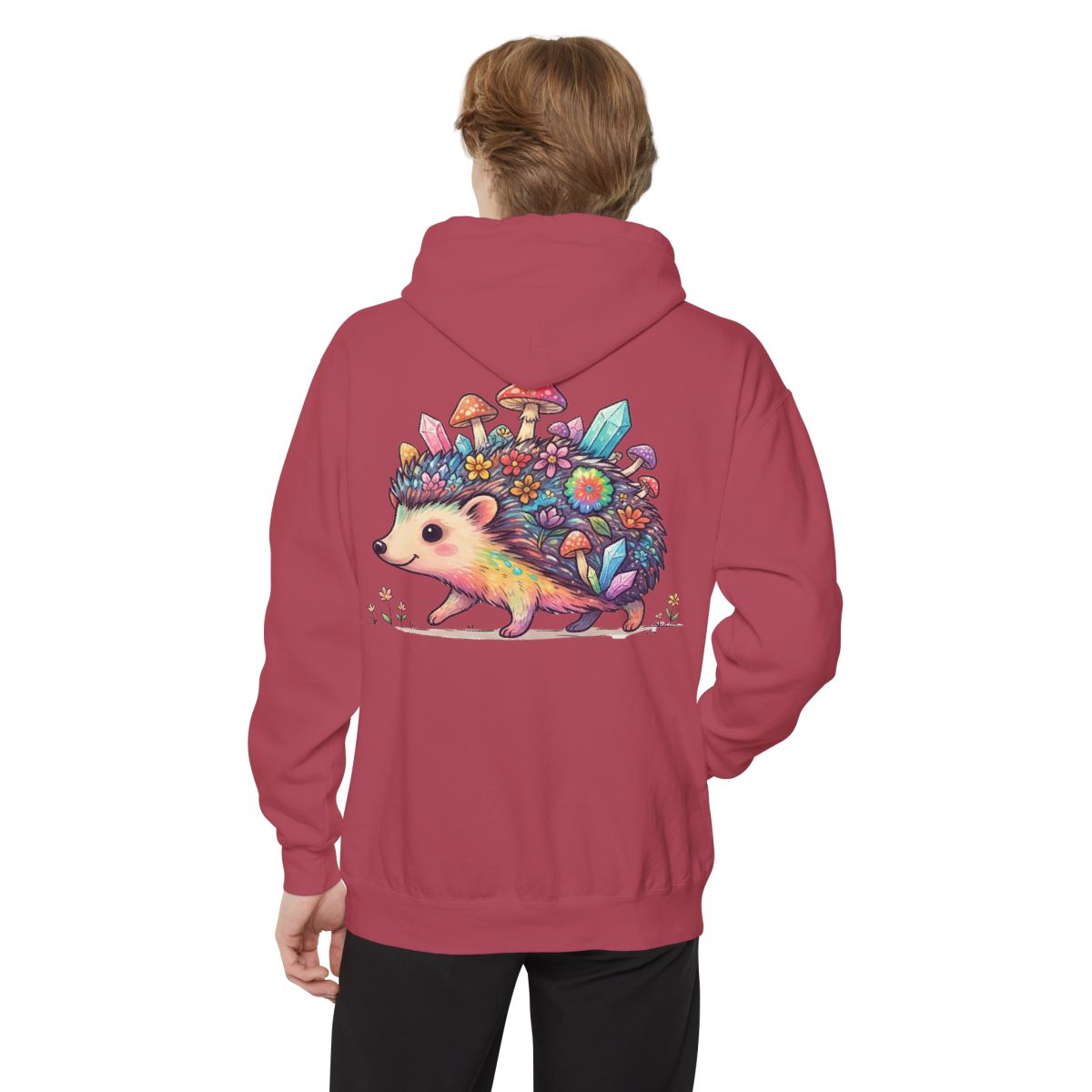 Color: Crimson | Hippy Hedgehog Garment-Dyed Hoodie
