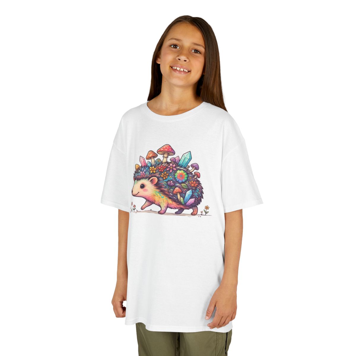 Color: White | Hippy Hedgehog Kids Tee