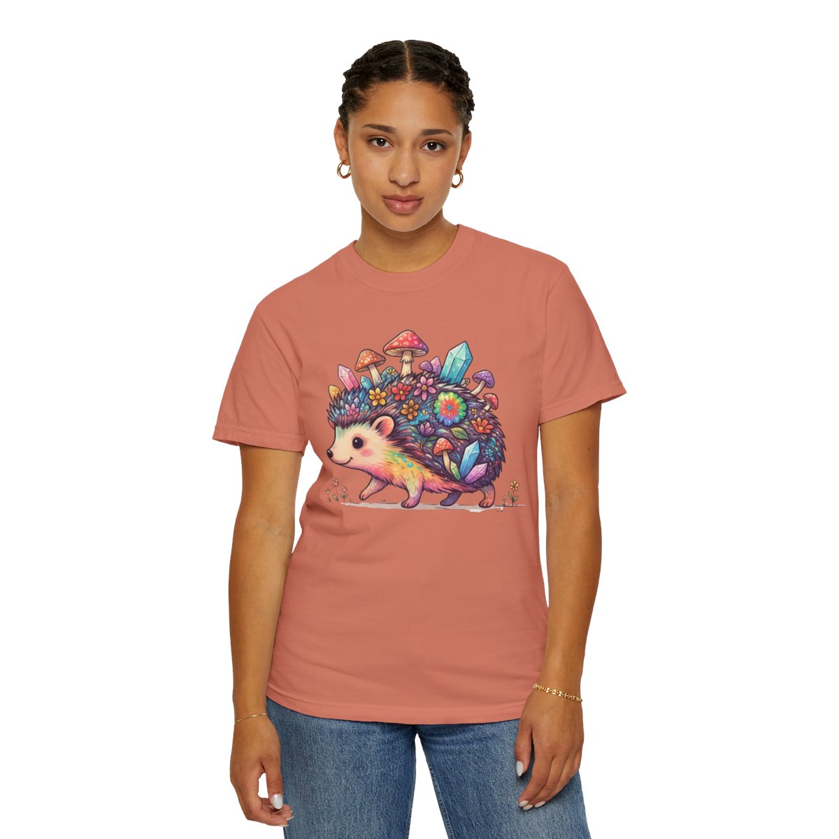 Color: Terracotta | Hippy Hedgehog Unisex Garment-Dyed Tee