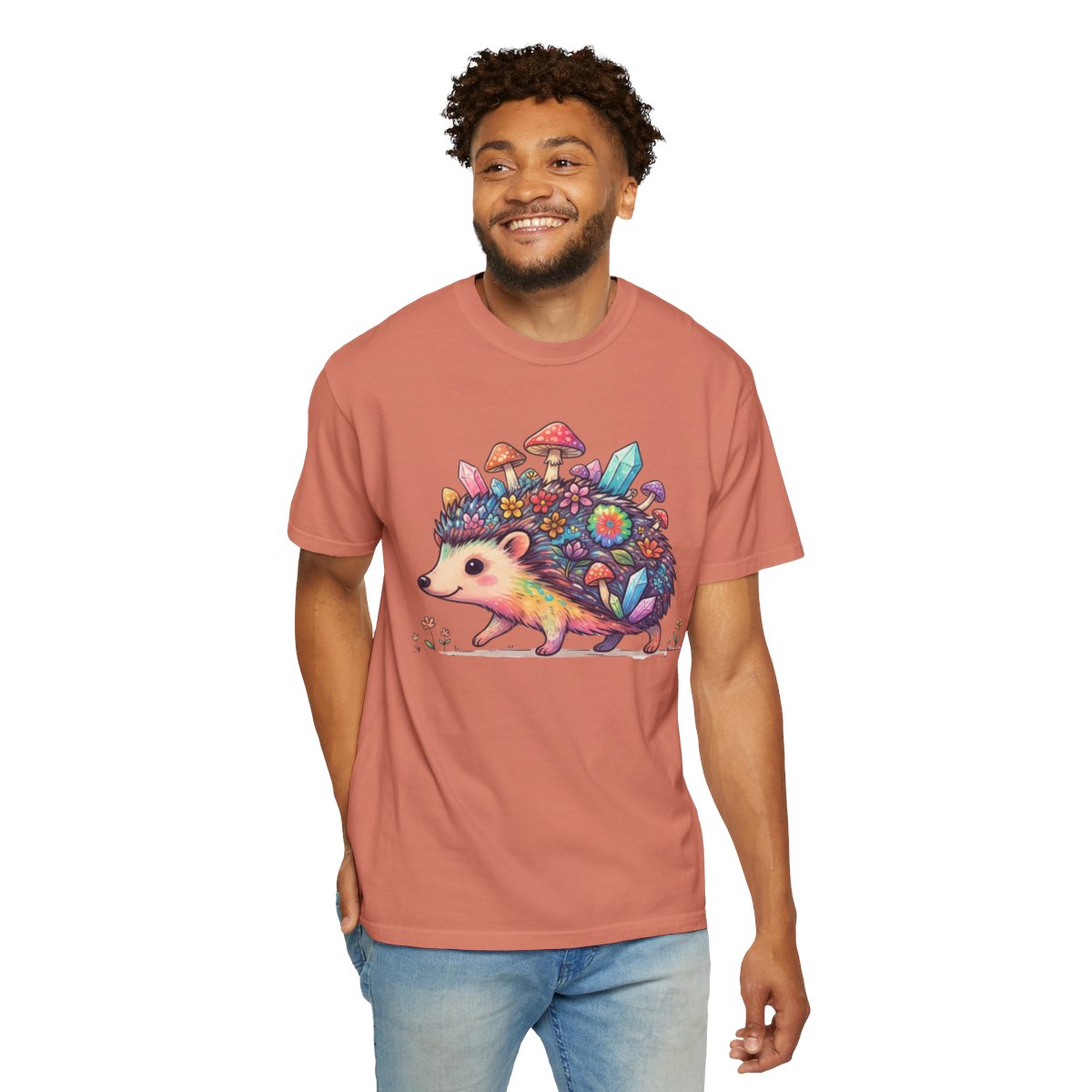Color: Terracotta | Hippy Hedgehog Unisex Garment-Dyed Tee
