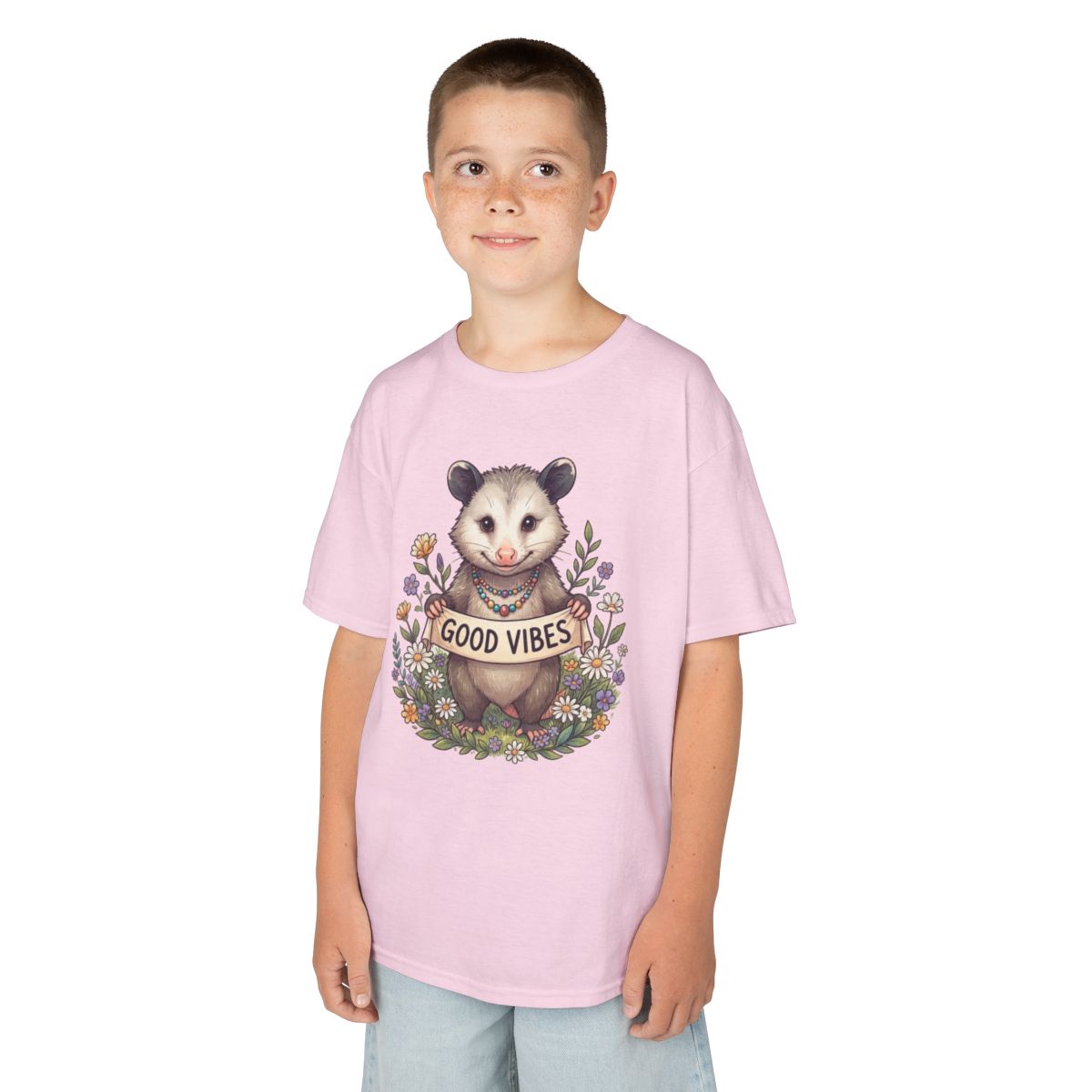 Color: Light Pink | Hippy Opossum Kids Tee