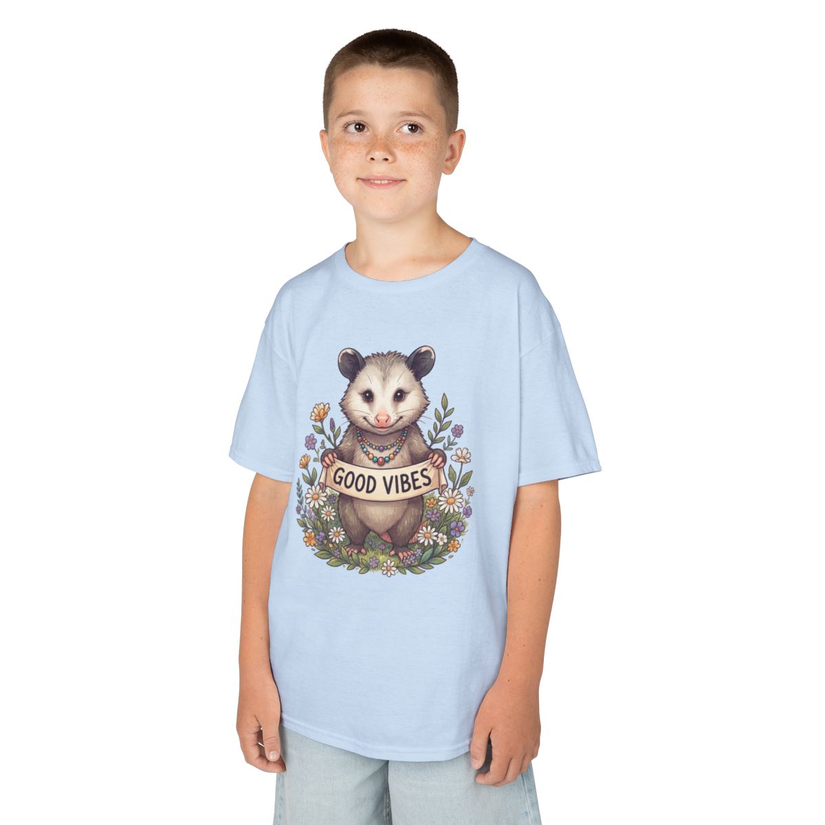 Color: Light Blue | Hippy Opossum Kids Tee