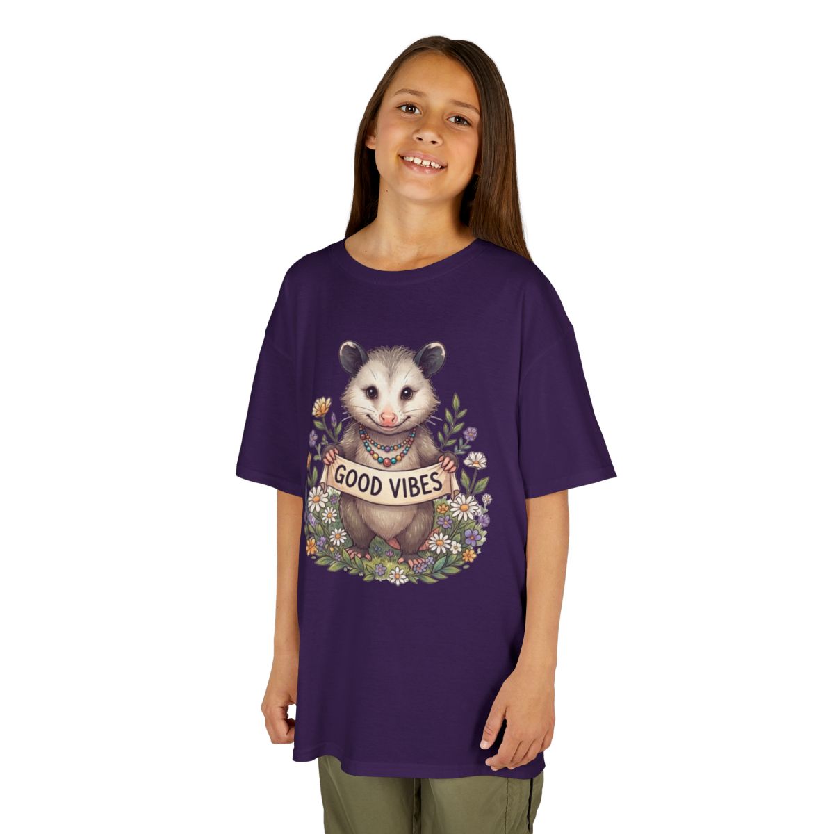 Color: Purple | Hippy Opossum Kids Tee
